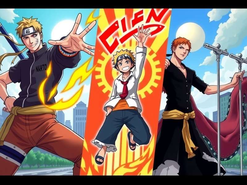 Collage of characters from Naruto, One Piece, and Bleach facing off in a game arena