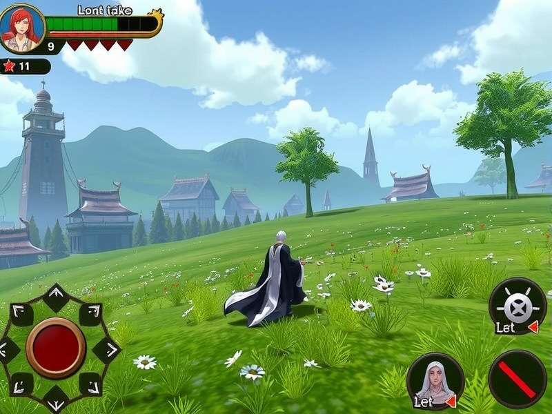 Ichigo Kurosaki facing off against a Menos Grande in a PC Bleach game