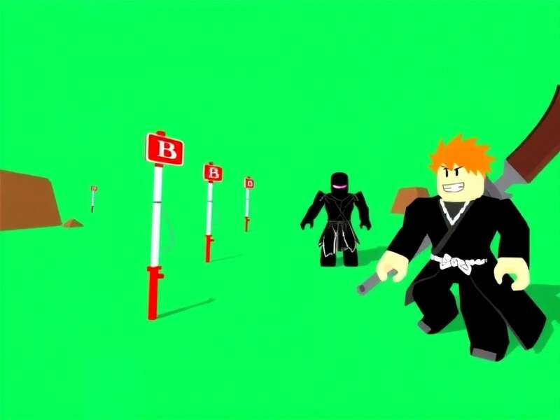 Concept art for the upcoming Bleach Roblox game showing Ichigo and Rukia in a stylized Roblox environment