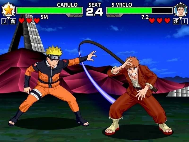 Mugen Naruto vs Bleach Game Screenshot showing Ichigo and Naruto battling