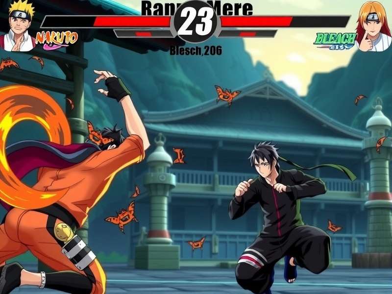 Naruto vs Bleach iOS gameplay screenshot showing Ichigo and Naruto battle
