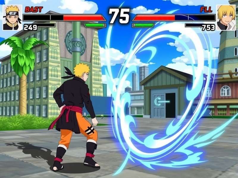 Concept art of Naruto Uzumaki facing off against Ichigo Kurosaki in an epic battle