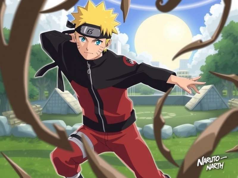 Dramatic artistic render of a ninja character with glowing eyes, symbolizing Game Naruto's intense action