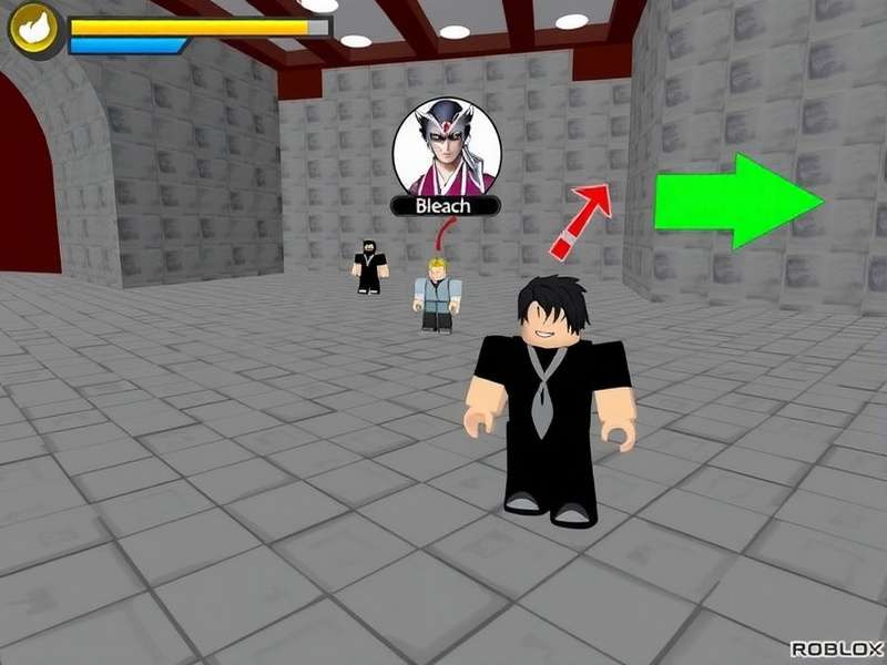Gameplay screenshot of the new Bleach Roblox game showing Ichigo fighting a Hollow