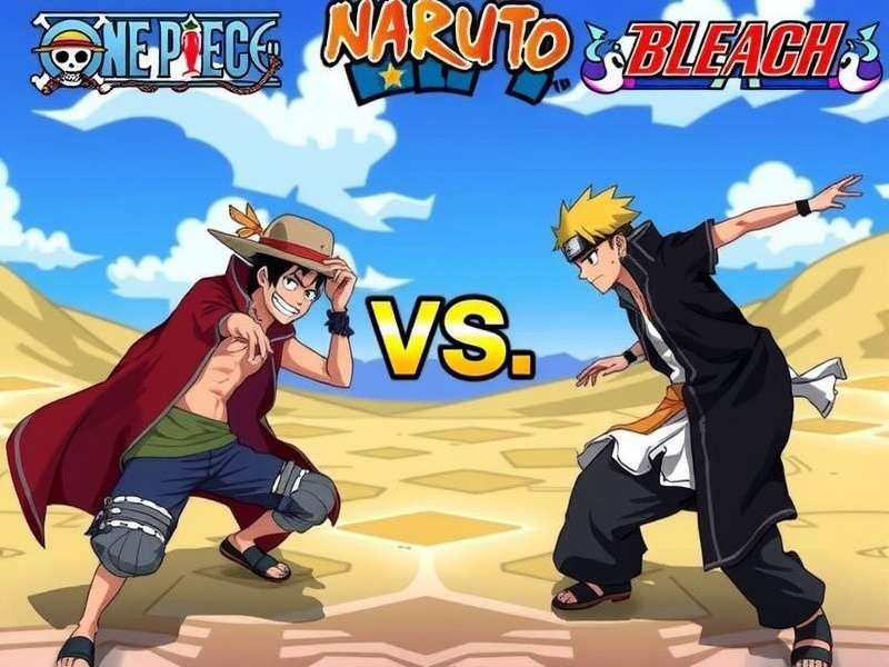 One Piece Vs Naruto Vs Bleach Game – epic crossover battle scene with characters from all three anime